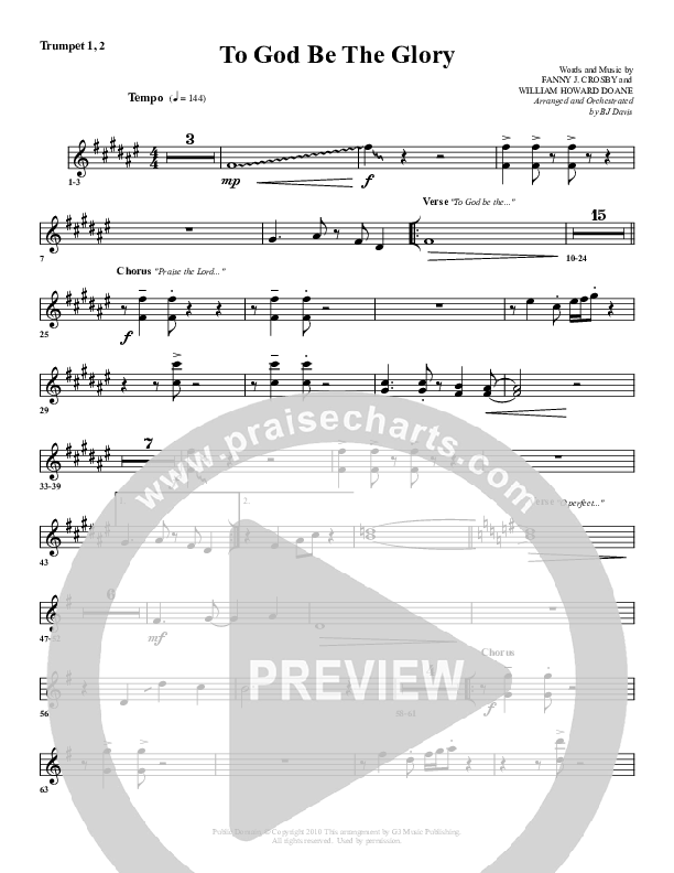 To God Be The Glory Trumpet 1,2 (G3 Worship)