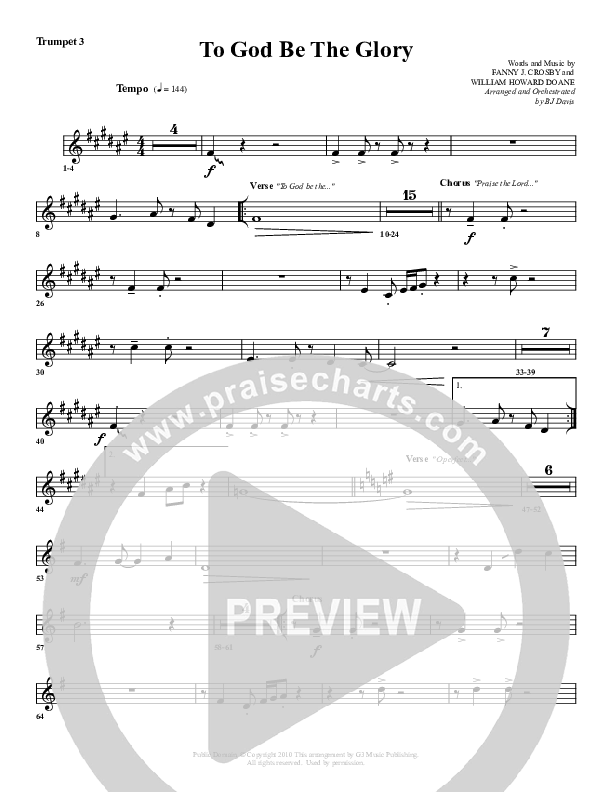 To God Be The Glory Trumpet 3 (G3 Worship)