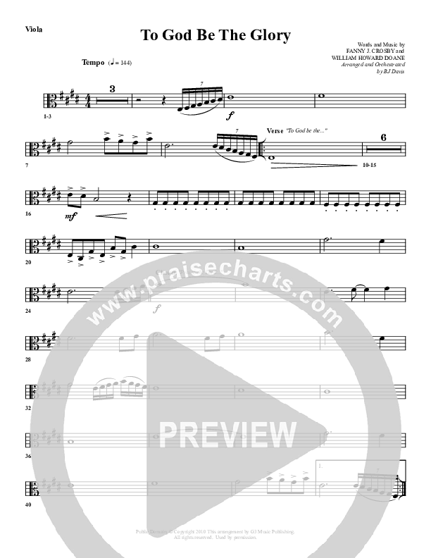 To God Be The Glory Viola (G3 Worship)