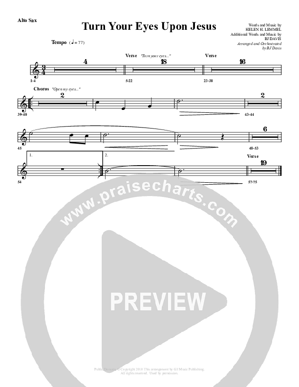 Turn Your Eyes Upon Jesus Alto Sax (G3 Worship)