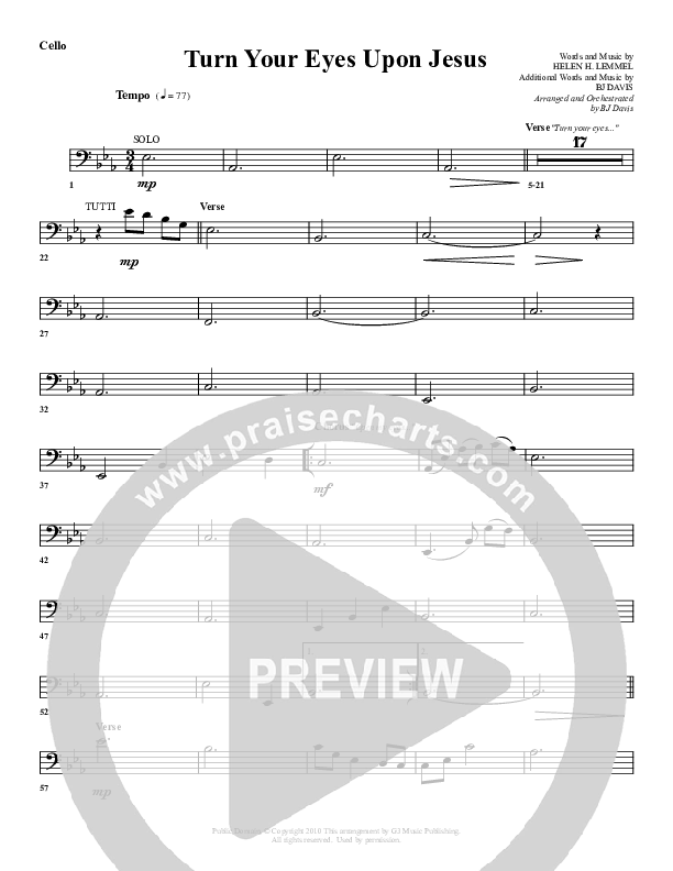 Turn Your Eyes Upon Jesus Cello (G3 Worship)