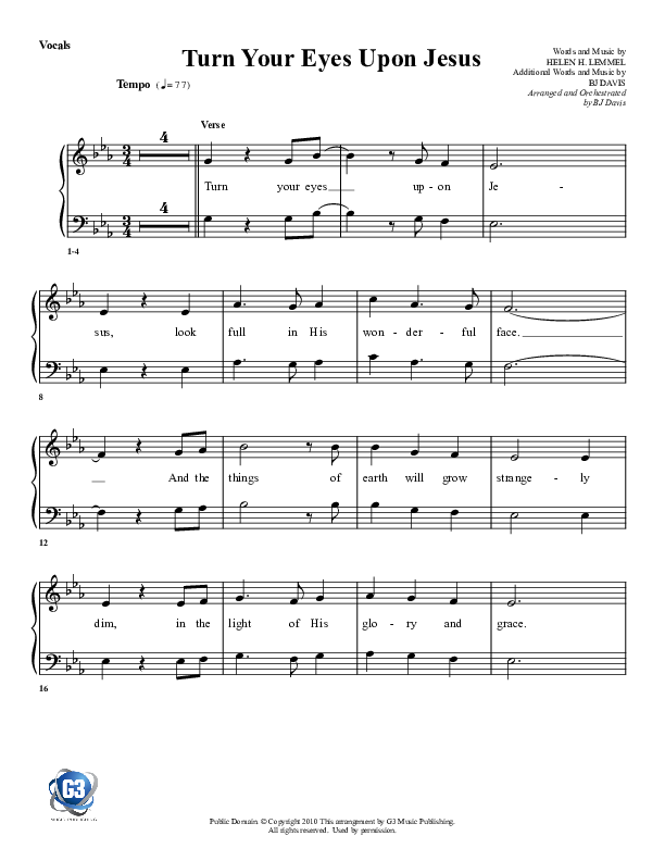 Turn Your Eyes Upon Jesus Choir Sheet (G3 Worship)