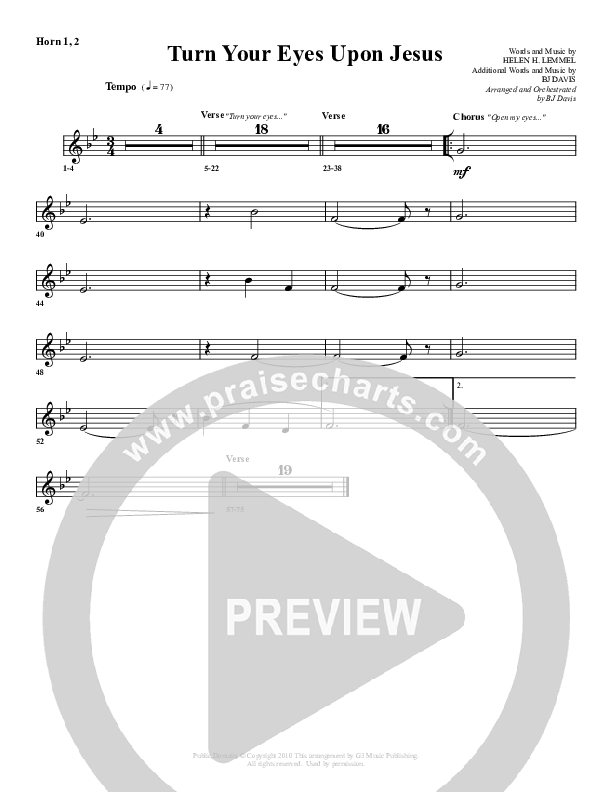 Turn Your Eyes Upon Jesus French Horn 1/2 (G3 Worship)
