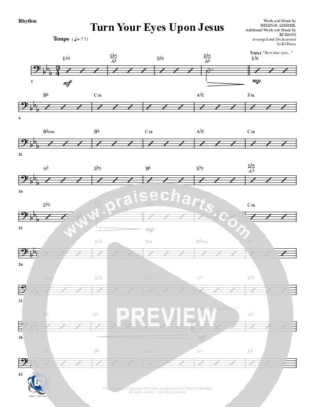 Turn Your Eyes Upon Jesus Rhythm Chart (G3 Worship)
