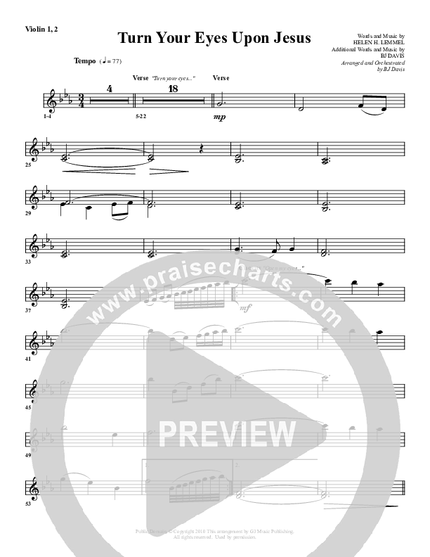 Turn Your Eyes Upon Jesus Violin 1/2 (G3 Worship)