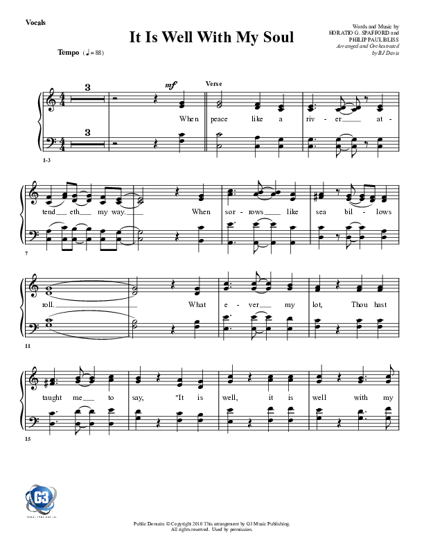 It Is Well With My Soul Choir Sheet (G3 Worship)