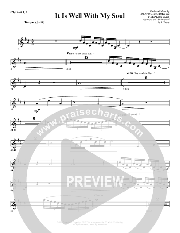 It Is Well With My Soul Clarinet (G3 Worship)