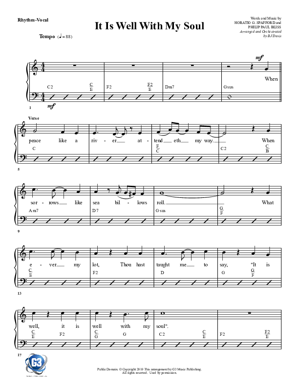 It Is Well With My Soul Rhythm Chart (G3 Worship)