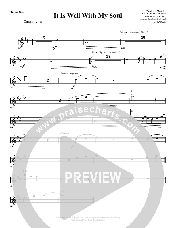 It Is Well With My Soul Tenor Sax 2 (G3 Worship)