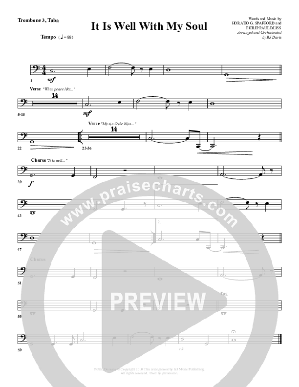 It Is Well With My Soul Trombone 3/Tuba (G3 Worship)