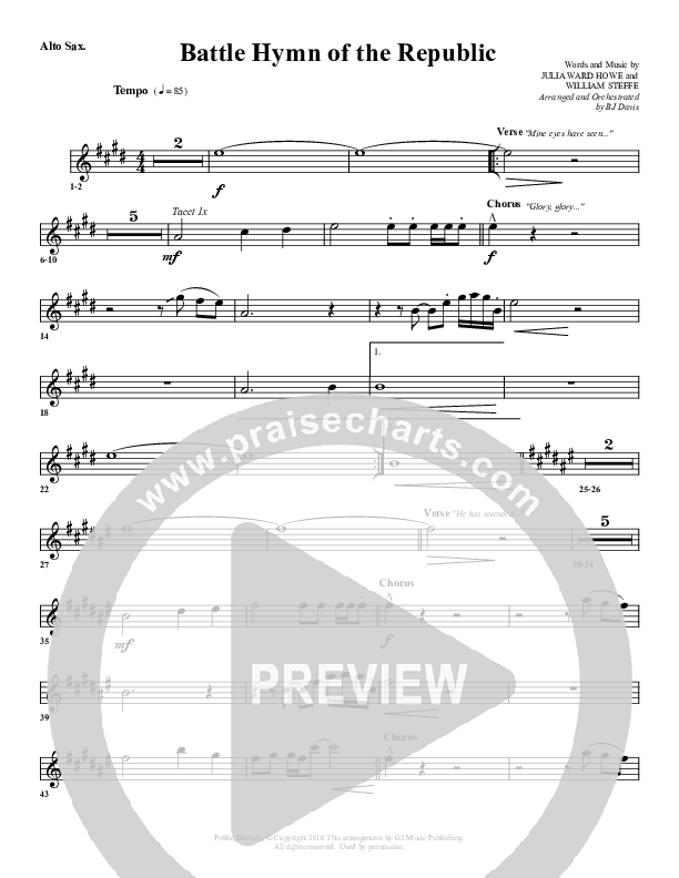 Battle Hymn Of The Republic Alto Sax (G3 Worship)