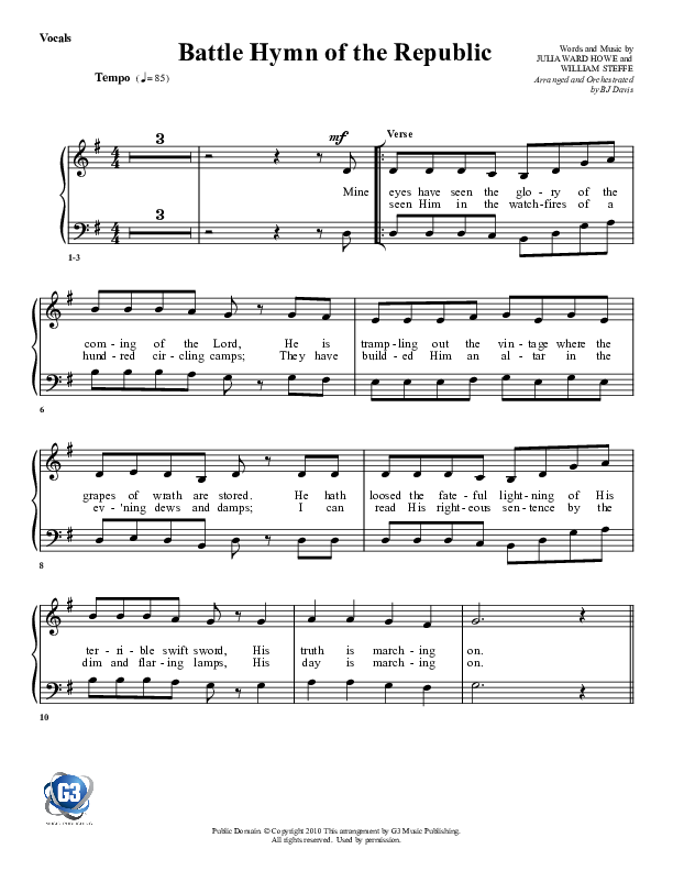 Battle Hymn Of The Republic Choir Sheet (G3 Worship)