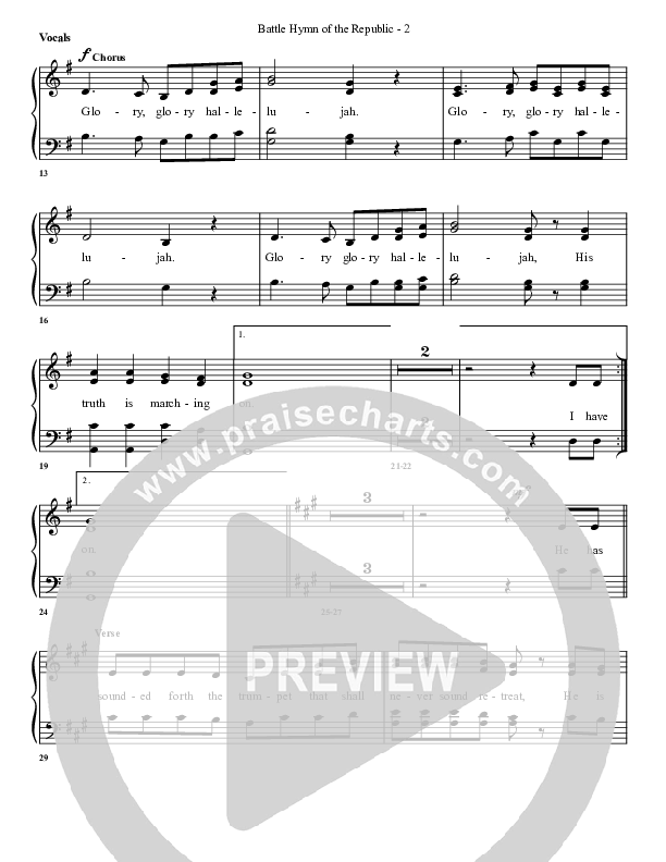 Battle Hymn Of The Republic Choir Sheet (G3 Worship)