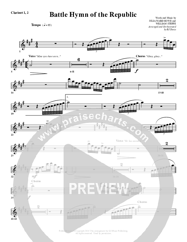 Battle Hymn Of The Republic Clarinet (G3 Worship)