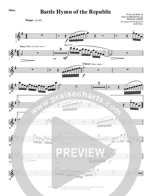 Battle Hymn Of The Republic Oboe (G3 Worship)