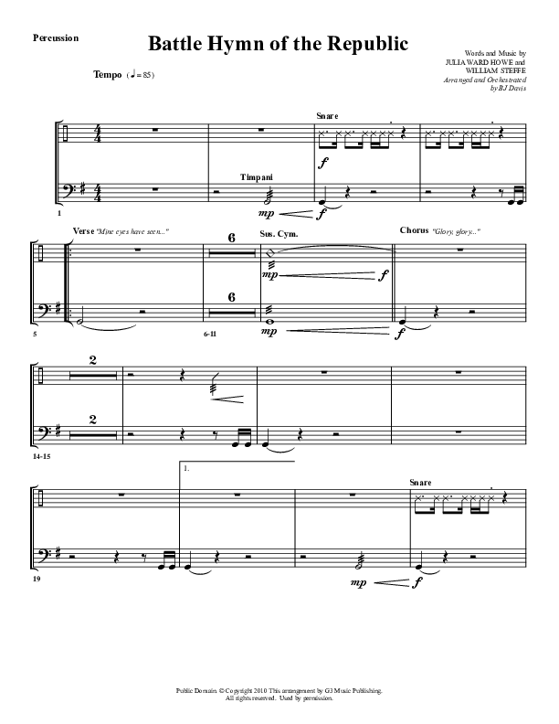 Battle Hymn Of The Republic Percussion (G3 Worship)