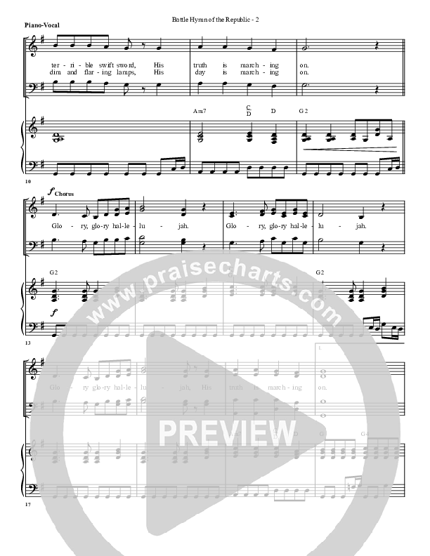 Battle Hymn Of The Republic Piano/Vocal (G3 Worship)