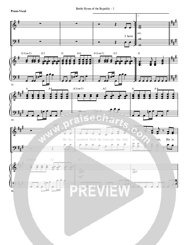 Battle Hymn Of The Republic Piano/Vocal (G3 Worship)