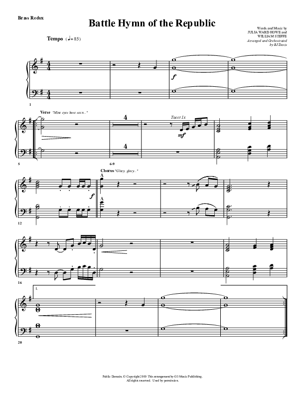 Battle Hymn Of The Republic Synth Brass (G3 Worship)