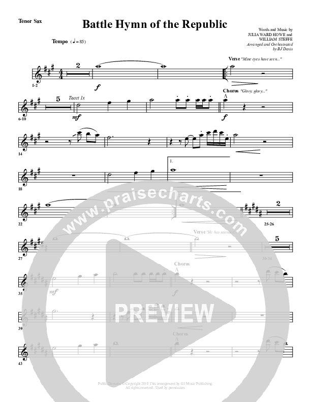 Battle Hymn Of The Republic Tenor Sax 2 (G3 Worship)