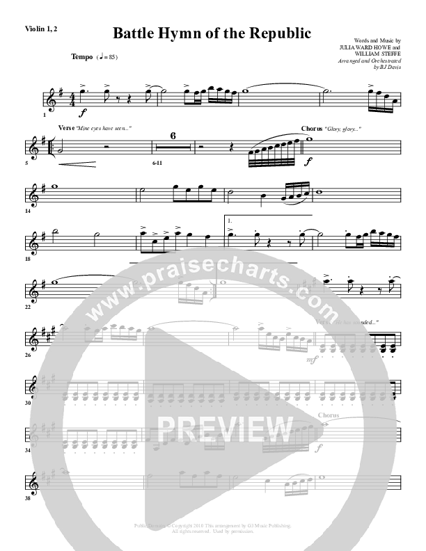 Battle Hymn Of The Republic Violin 1/2 (G3 Worship)
