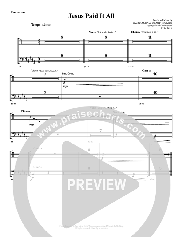 Jesus Paid It All Percussion (G3 Worship)