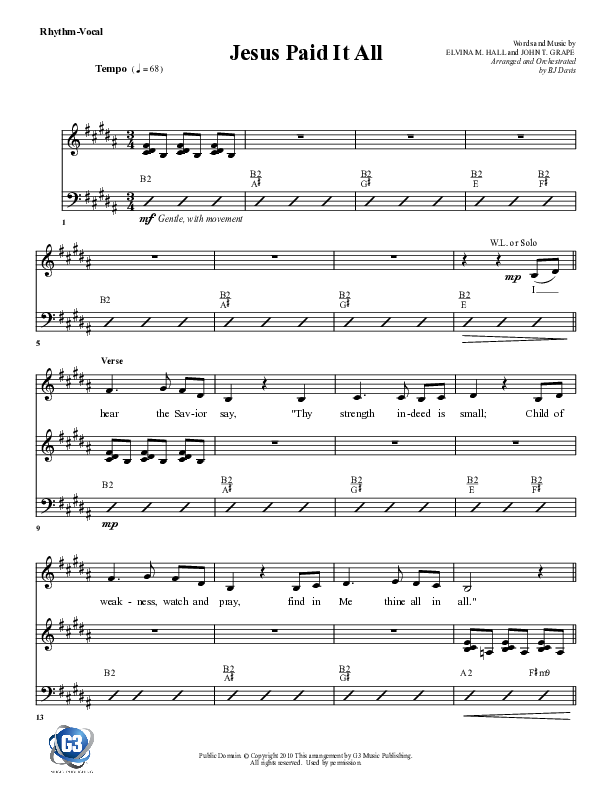Jesus Paid It All Rhythm/Vocal (G3 Worship)
