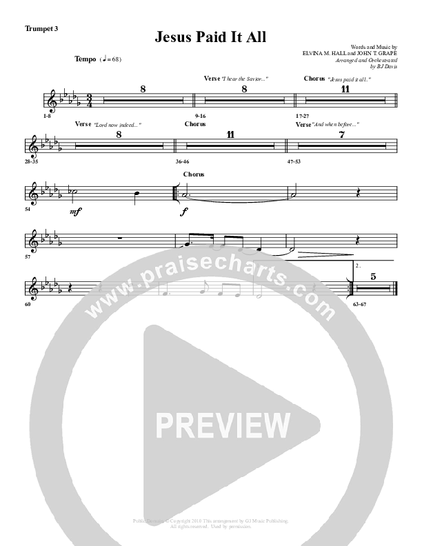Jesus Paid It All Trumpet 3 (G3 Worship)