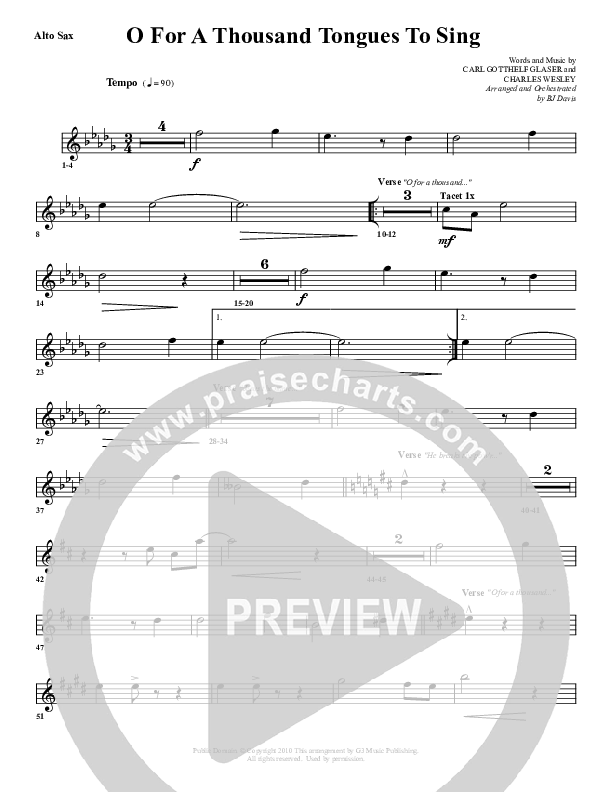O For A Thousand Tongues Alto Sax (G3 Worship)