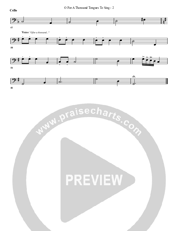 O For A Thousand Tongues Cello (G3 Worship)