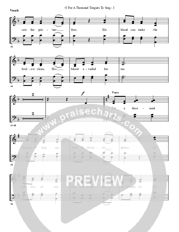 O For A Thousand Tongues Choir Sheet (G3 Worship)