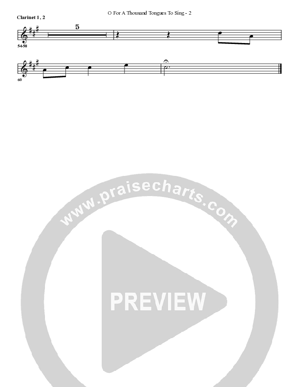 O For A Thousand Tongues Clarinet (G3 Worship)