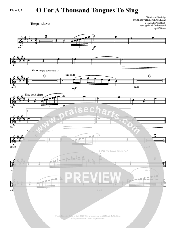 O For A Thousand Tongues Flute (G3 Worship)