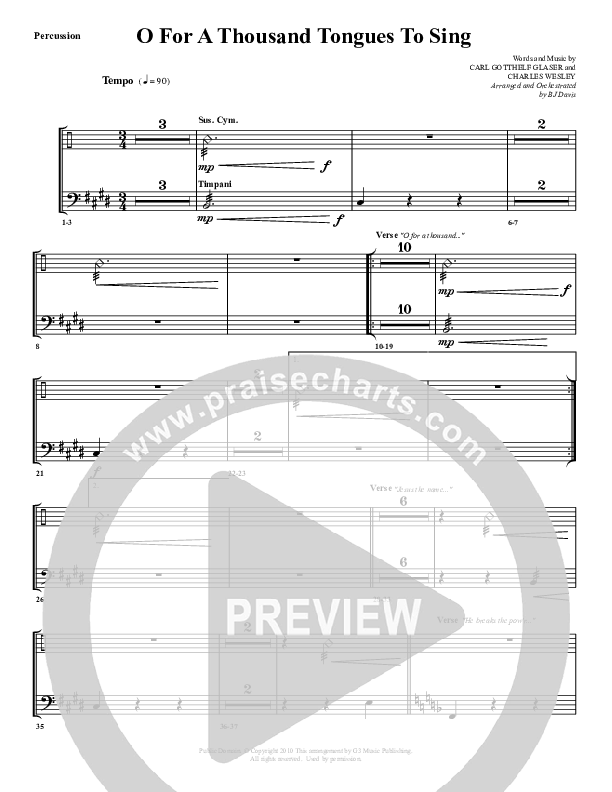 O For A Thousand Tongues Percussion (G3 Worship)
