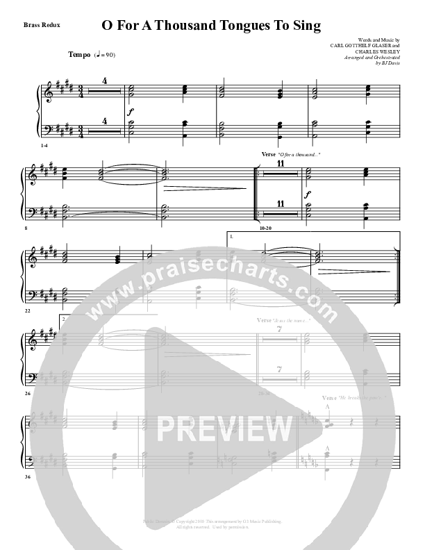 O For A Thousand Tongues Synth Brass (G3 Worship)