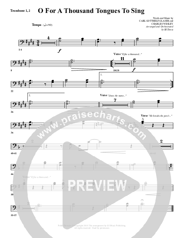 O For A Thousand Tongues Trombone 1/2 (G3 Worship)