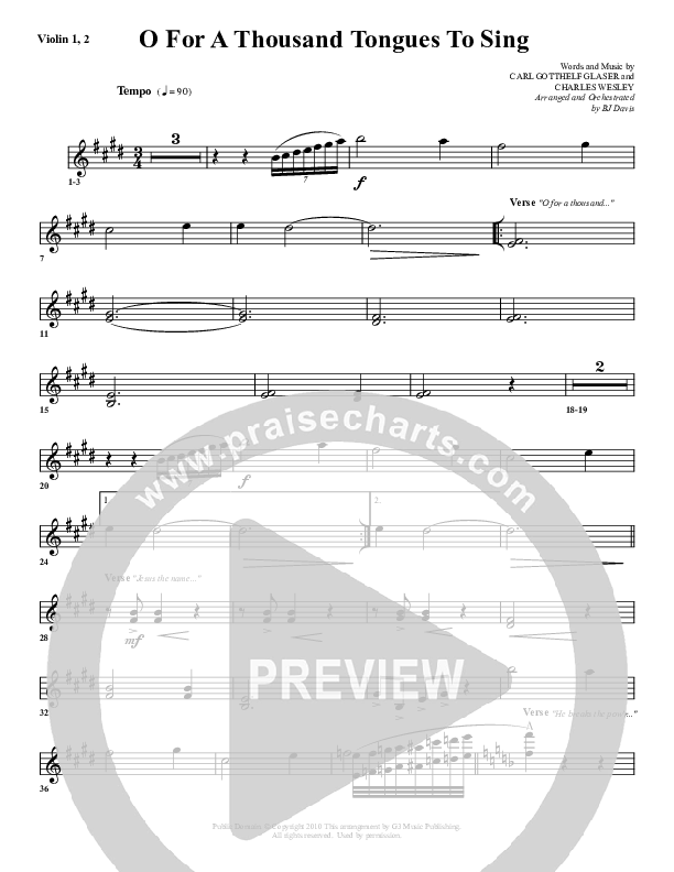 O For A Thousand Tongues Violin 1/2 (G3 Worship)