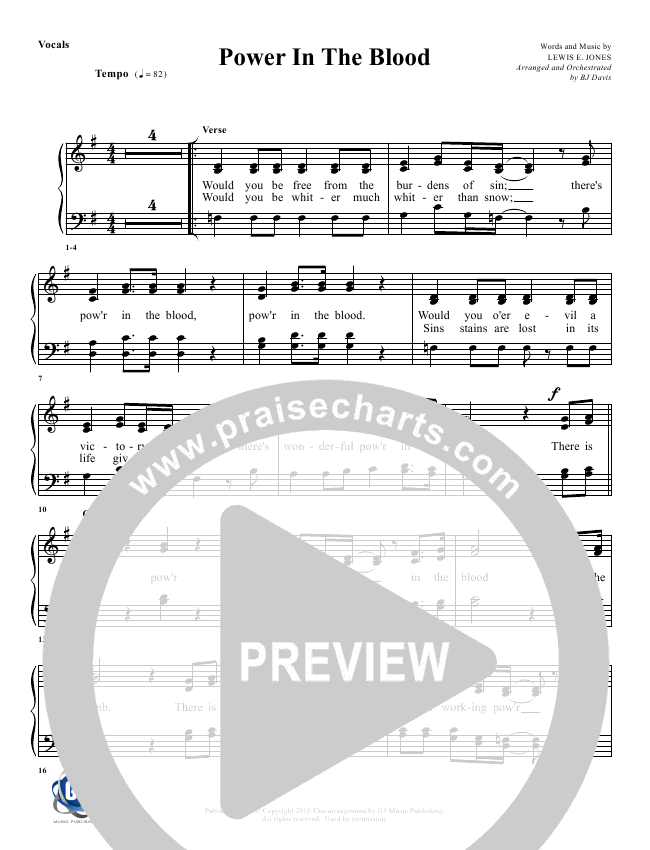 Power In The Blood Sheet Music (G3 Worship) - PraiseCharts