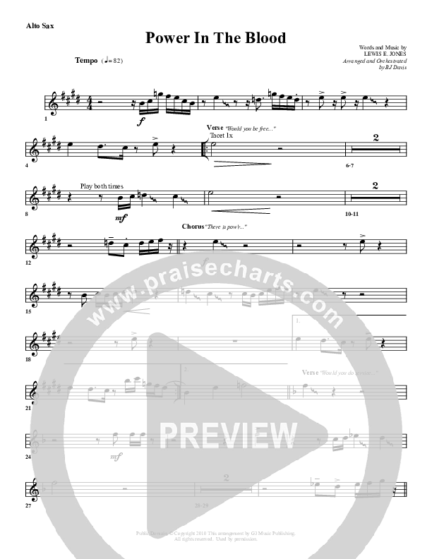 Power In The Blood Alto Sax (G3 Worship)