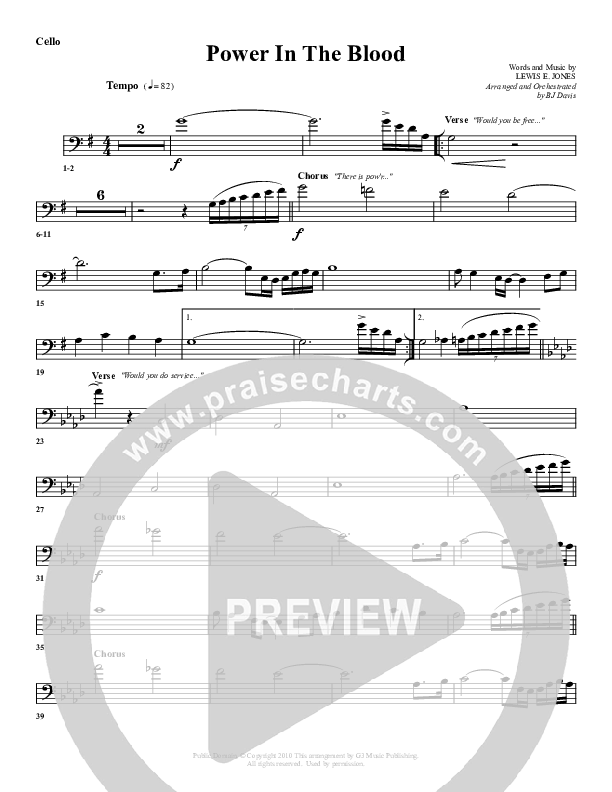 Power In The Blood Cello (G3 Worship)