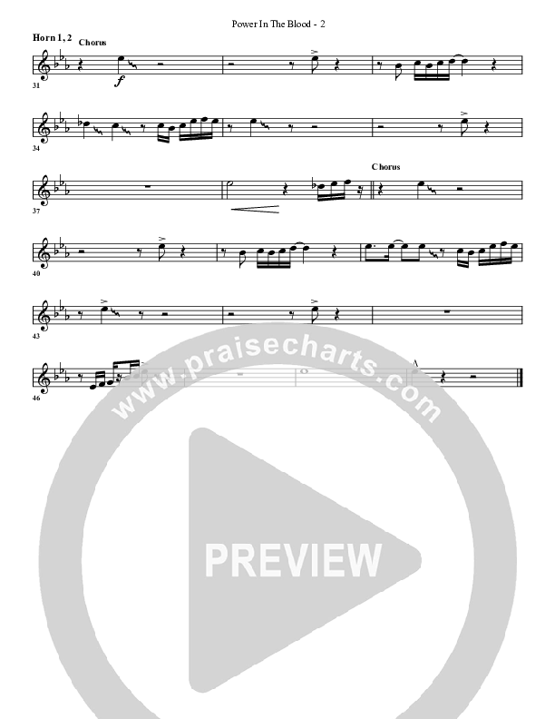 Power In The Blood French Horn 1/2 (G3 Worship)
