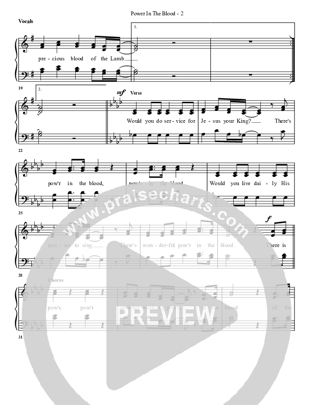 Power In The Blood Lead Sheet (G3 Worship)