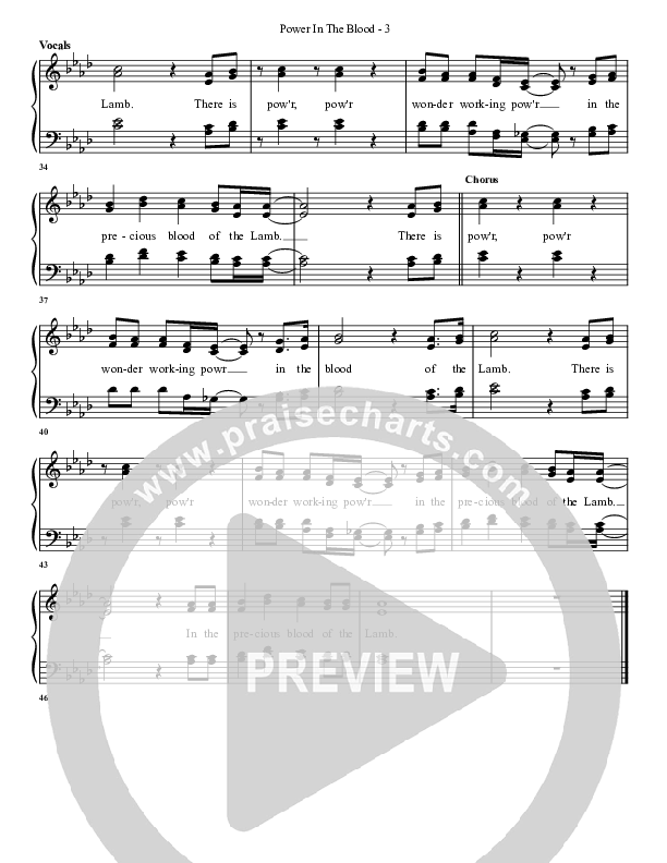 Power In The Blood Lead Sheet (G3 Worship)