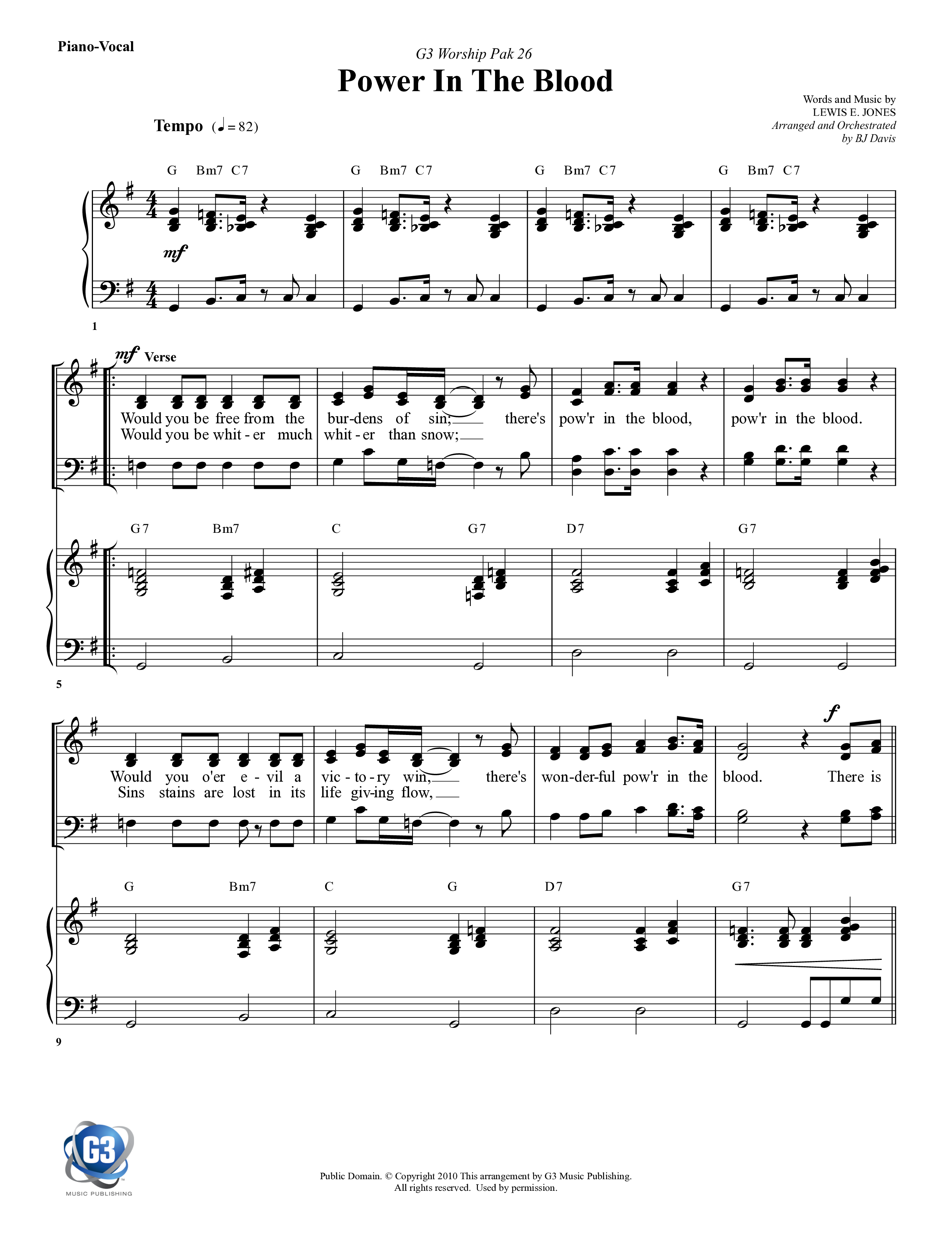 Power In The Blood Piano/Vocal (G3 Worship)