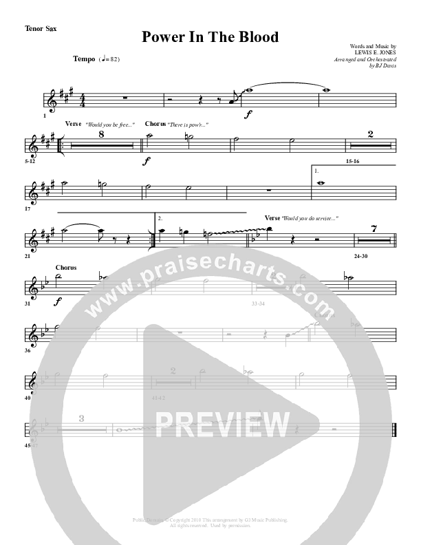 Power In The Blood Tenor Sax 2 (G3 Worship)