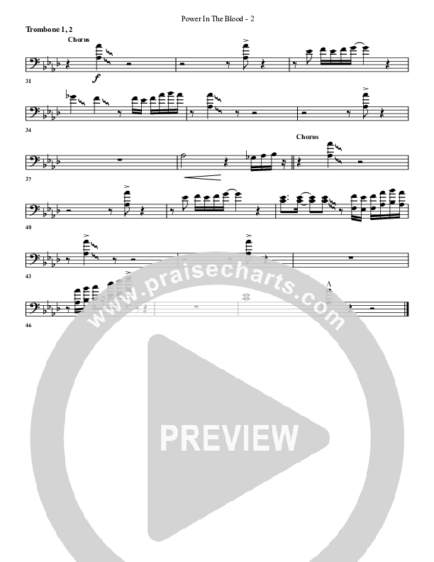 Power In The Blood Trombone 1/2 (G3 Worship)