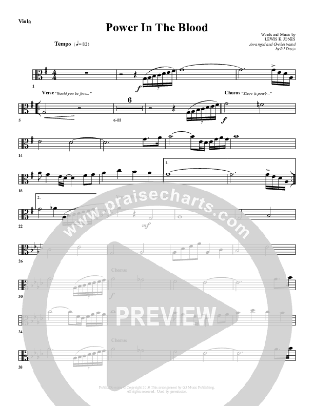 Power In The Blood Viola (G3 Worship)