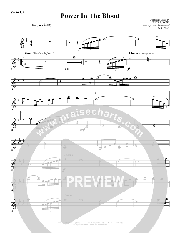 Power In The Blood Violin 1/2 (G3 Worship)