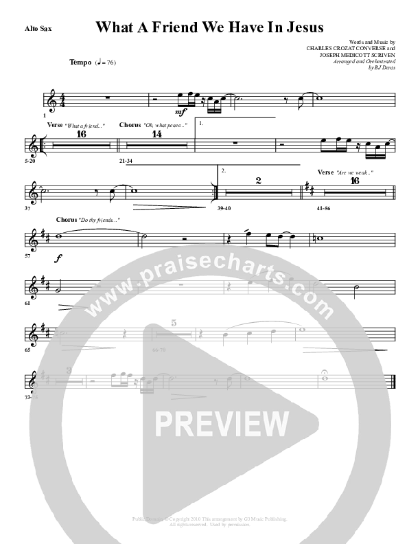 What A Friend We Have In Jesus Alto Sax (G3 Worship)