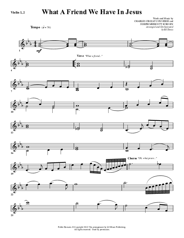 What A Friend We Have In Jesus Violin 1/2 (G3 Worship)
